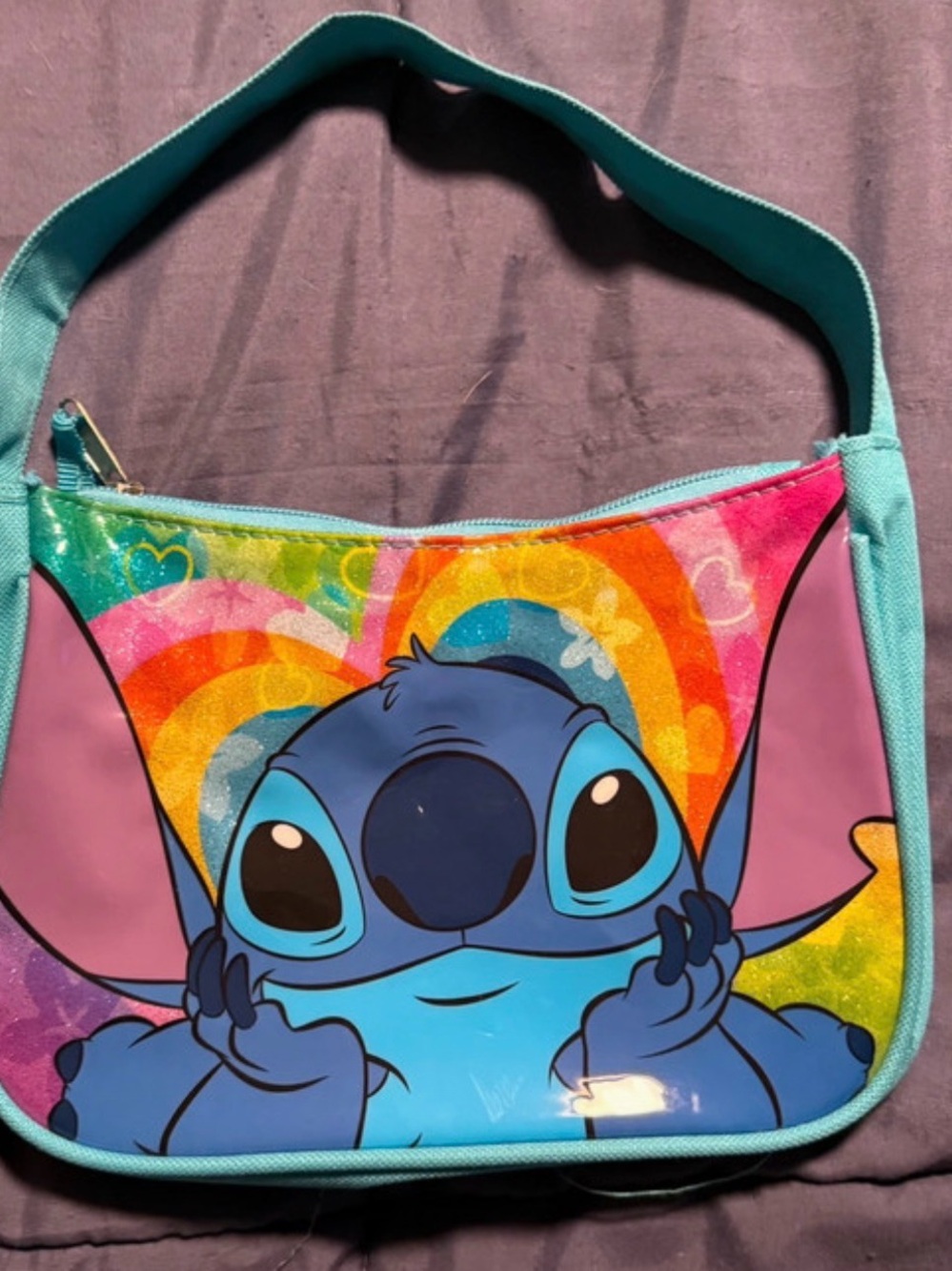 Disney Lilo & Stitch Rainbow Teal and Pink Kids Shoulder Bag
